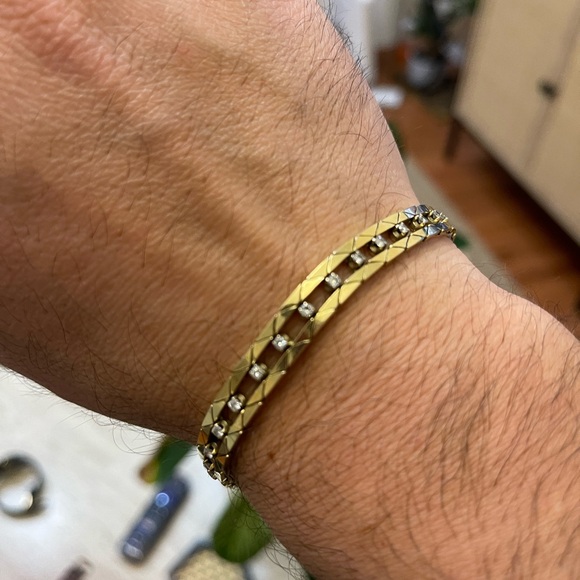 TENNIS BRACELET 1.05 CT ROUND CUT NATURAL DIAMOND 18K YELLOW GOLD 8-INCHES - Picture 1 of 13
